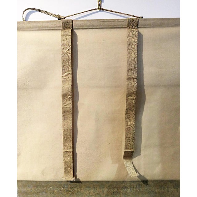 Tan Silk Scroll Painting by Matsumura Keibun, 18th Century For Sale - Image 8 of 14
