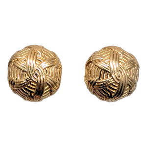 Vintage 1980s Signed Ciner Round Goldtone "Knot" Clip Earrings-2 Pieces