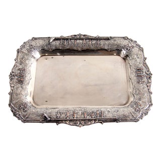 Antique 1923 Silver Plate Golf Trophy Presentation Tray For Sale