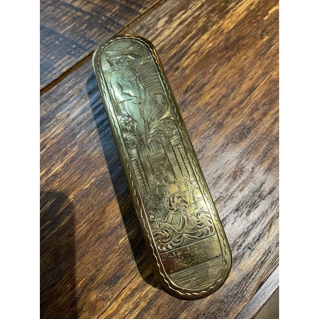 18th Century 18th Century Dutch Brass Tobacco Box: Scandalous Lovers Scene For Sale - Image 5 of 10