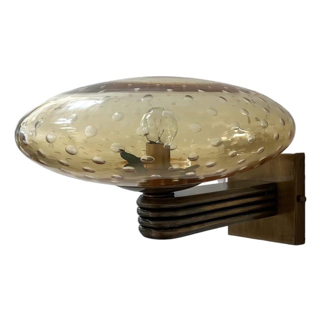 21st Century Bronzed and Amber Bubbles Glass Shade Deco Sconce by Fabio LTD For Sale