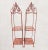 Metal Vintage Tall Red Decorative Iron Pagoda Shaped 2 Shelf Room Decor Small Etagere's- A Pair For Sale - Image 7 of 8