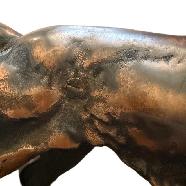 Hubley Manufacturing Company Antique Cast Iron Setter/Pointer Dog Doorstop Hubley Era Hunting Dog Statue W/Bronze Patina For Sale - Image 4 of 6