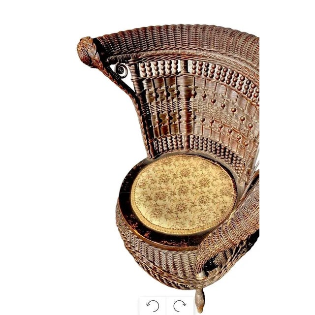 Brown Early 20th Century Eastern Seaboard Jenkins & Phipps Stick and Ball Wicker Portrait Chair For Sale - Image 8 of 12