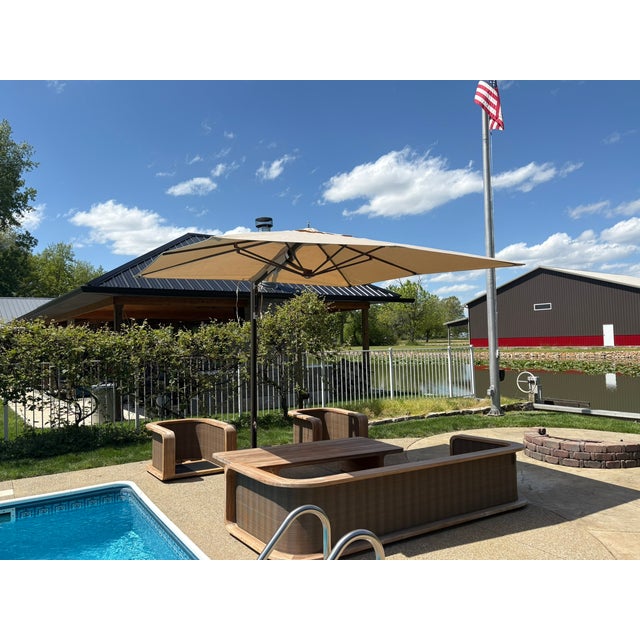 Tuuci® Ocean Master Cantilever Umbrella – 10' Square Bronze | Marine-Grade Canvas | 600 Lb Freestanding Base For Sale - Image 18 of 18