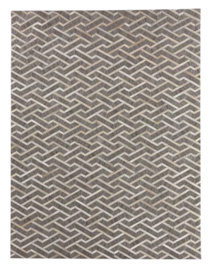 Dover Patchwork Leather/Viscose Beige/Ivory Rug - 8'x11'