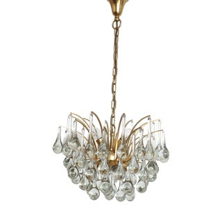 Vintage Brass and Murano Glass Chandelier by Christoph Palme For Sale