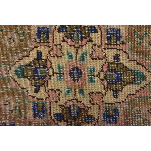 Textile Tabriz Rug 5’3” X 8’4” Pink Wool Vintage Distressed Hand-Knotted Carpet For Sale - Image 7 of 12
