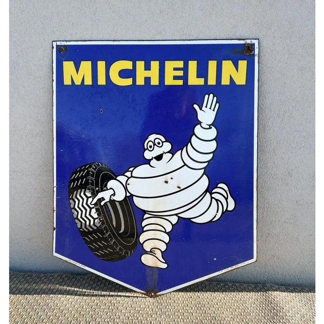 Double-Sided Michelin Tires Porcelain Advertising Sign, France, 1970s For Sale - Image 11 of 11