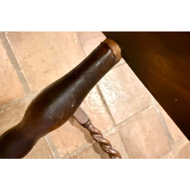 Antique English Oak Corner Chair Featuring a Woven Cane Seat With Barley Twist Legs, Posts, & Stretchers For Sale - Image 11 of 12