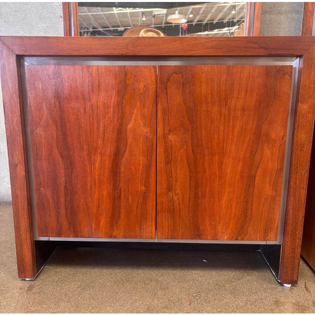 Wood MCM Dillingham Mirrored Vanity/ Nightstands . For Sale - Image 7 of 10