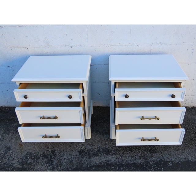 Hollywood Regency Brass Bamboo Handles Tall Nightstands End Tables a Pair 6352 For Sale - Image 17 of 18