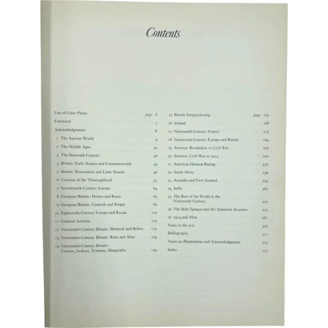 In this wonderful book, Roger Longrigg outlines the fascinating history of horse racing, with a forward by Paul Mellon....
