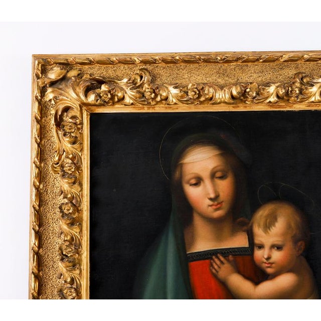 Textile Madonna Del Granduca Follower of Raphael, 1800s, Canvas For Sale - Image 7 of 11