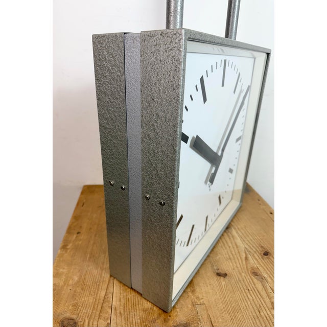 Large Industrial Double-Sided Factory Clock from Pragotron, 1970s For Sale - Image 14 of 18