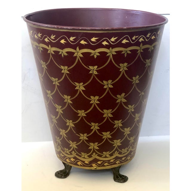 French Tole Wastebasket With Lion Paw Feet Chairish