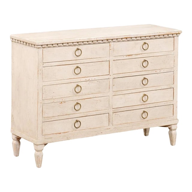 Swedish Gustavian Style 1890s Apothecary Chest with 10 Drawers and Carved Dentil For Sale