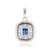 Radiant Emerald-Cut Deep Blue Sapphire & Diamond Halo Pendant in 14k Gold For Sale - Image 9 of 14