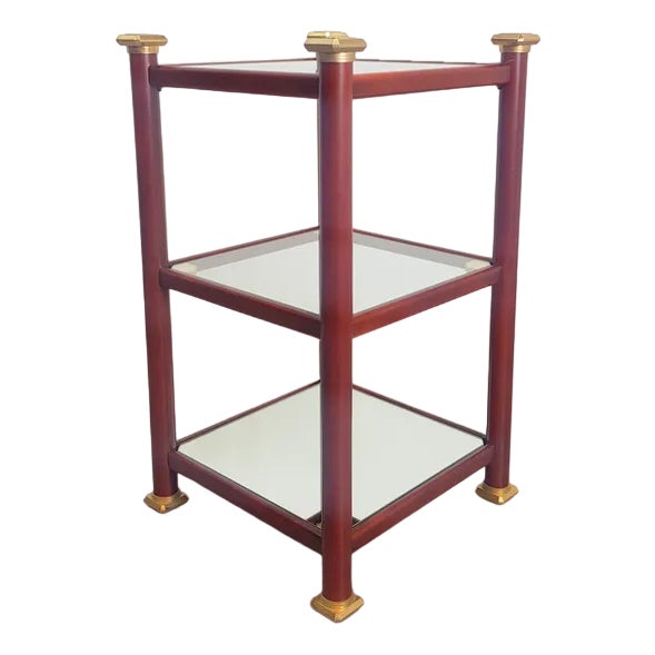 Regency Side Table in Brass and Mirror Glass, 1970s For Sale