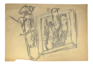 Leon Aubert, Figures, Pencil Drawing, Early 20th Century