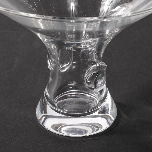Mid-Century Modernist Footed Crystal Bowl With Organic Detailing Signed Steuben For Sale - Image 14 of 15