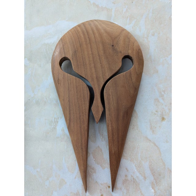 1970s 1970s Vintage Mid-Century Modern Abstract Teak Wood Wall Masks - A Pair For Sale - Image 5 of 12