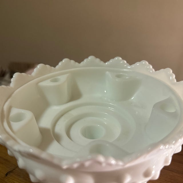 Traditional Milk Glass Taper Candle Holder For Sale - Image 3 of 8