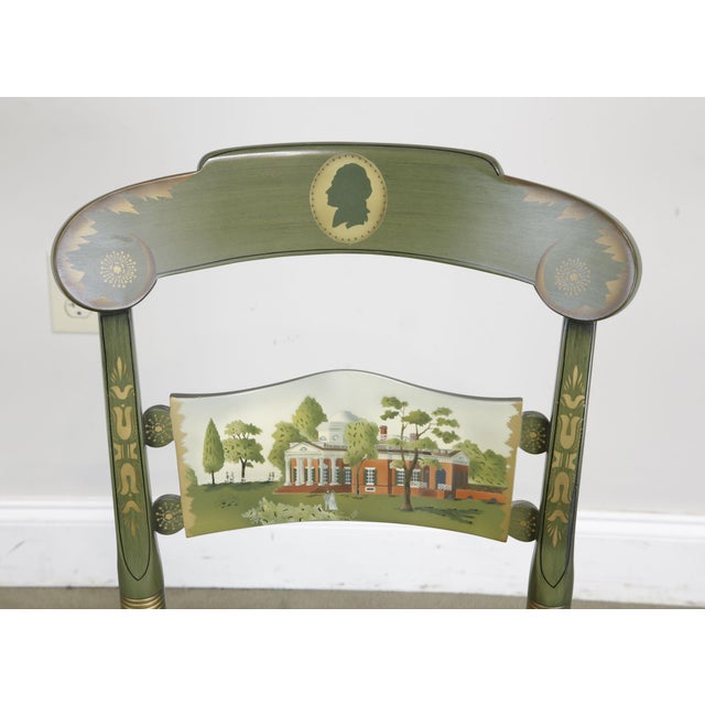 Hitchcock Green Painted "Thomas Jefferson's Monticello" Cane Seat Side
