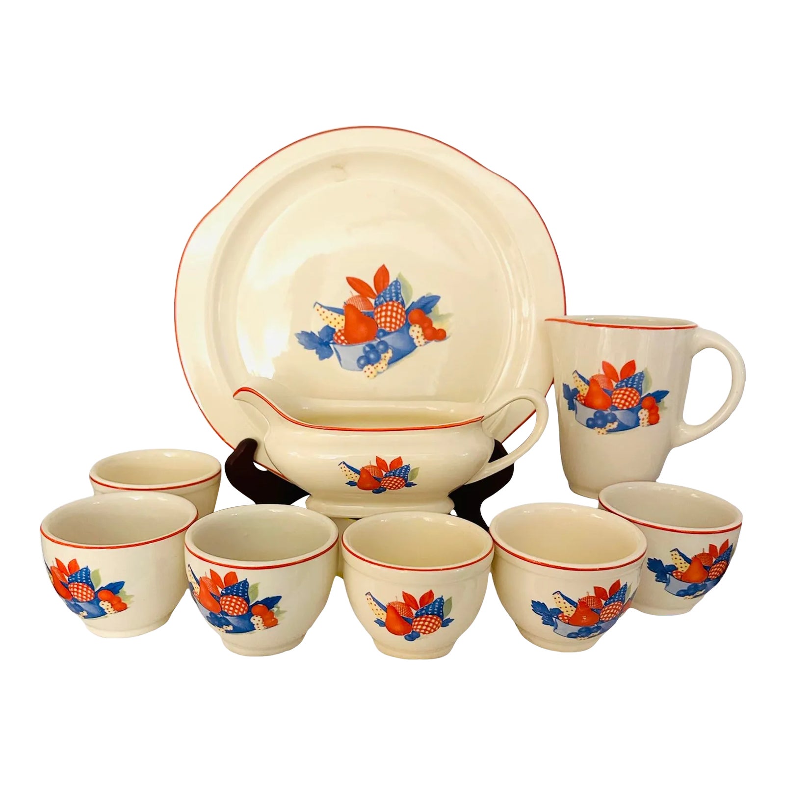 Vintage Universal Cambridge Potteries Calico Fruit Serving Dishes a