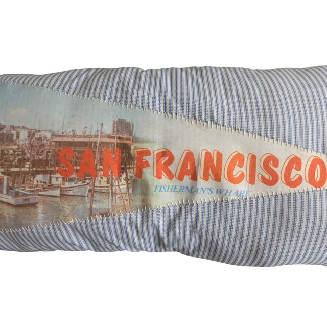 Early 21st Century Handcrafted Custom San Francisco Pennant Flag Lumbar Pillow For Sale - Image 5 of 11
