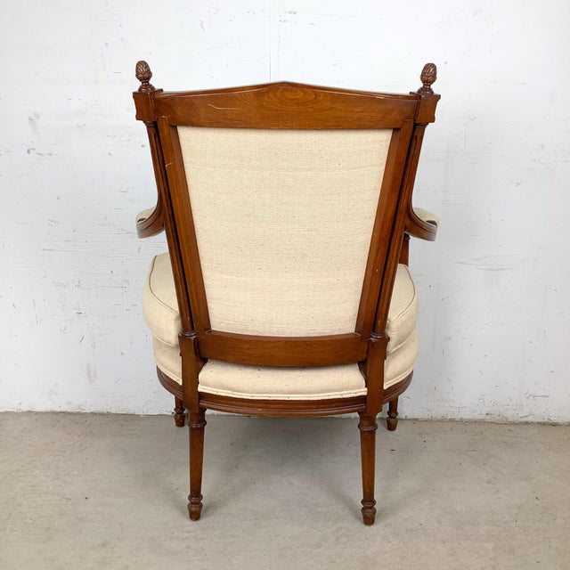 Late 20th Century Vintage French Louis XVI Style Fauteuil Armchair For Sale - Image 5 of 12