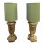 Mid Century Brass Urn Lamps With Green Shades For Sale