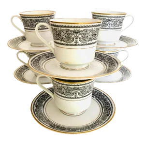 Vintage Mikasa China "Brindisi" Pattern Teacups & Saucers S/6
