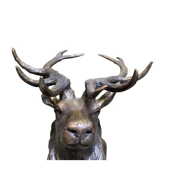 Large Bronze Stag, 20th-Century For Sale - Image 5 of 9
