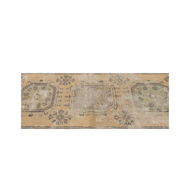 Distressed Vintage Washed Out Runner Rug - 3`1" X 11`0" For Sale - Image 4 of 5