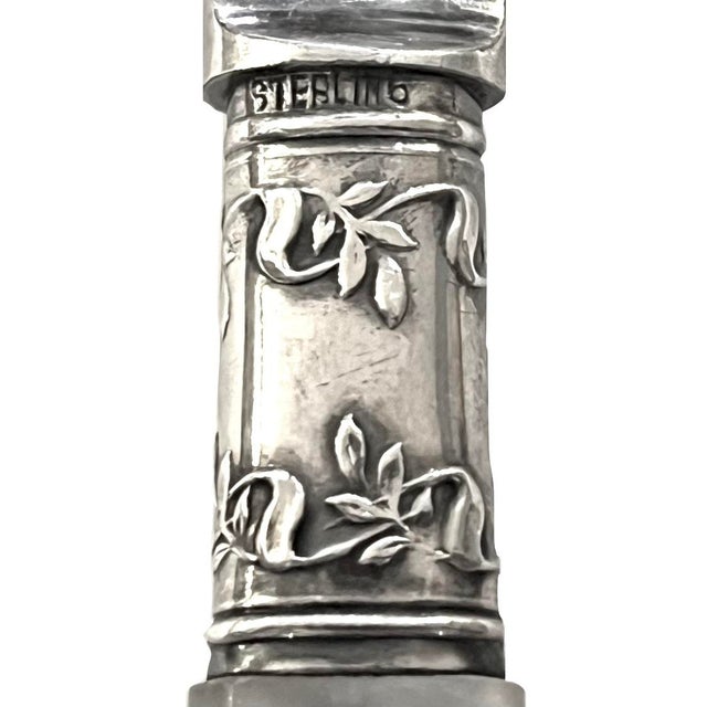 Traditional Antique Sterling Silver Fruit Knives With Mother of Pearl Handles - Set Six For Sale - Image 3 of 6