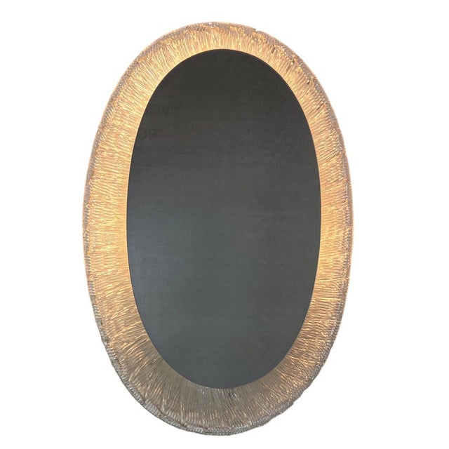 Mid-Century Modern Oval Acrylic Alluminated Mirror from Hillebrand, 1970s For Sale - Image 3 of 16
