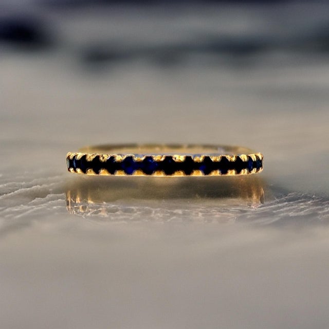 Metal Natural Blue Sapphire Ring 6.5 14k Y Gold 0.66 TCW Certified For Sale - Image 7 of 14