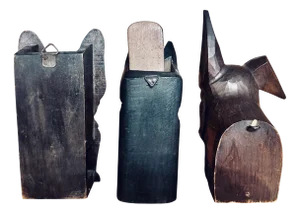 Scottish Dog Toothbrush Holder Carved in Wood with Glass Eyes, 1930s, Set of 3