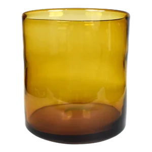 Mid 20th Century Handblown Amber Glass Cylinder Shape Vase