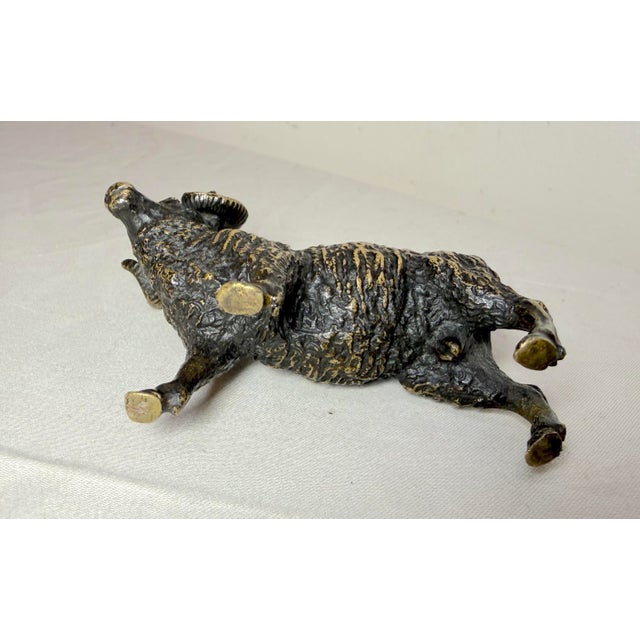 Antique 1800's Austrian Miniature Bronze Ram Statue Figure Sculpture Realistic For Sale - Image 11 of 13