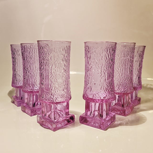 Pink Ice Bucket and 6 Glasses in Murano Glass Alexandrite, Italy, 1960s, Set of 7 For Sale - Image 8 of 11