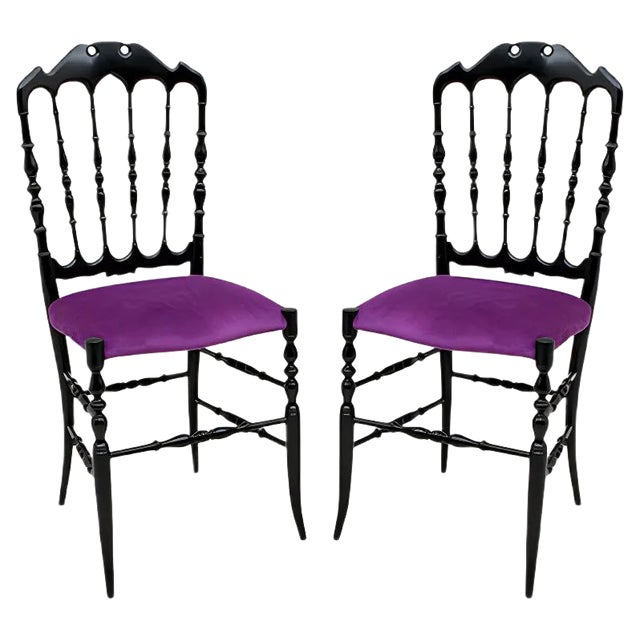 Set of Mid-Century Italian Chiavari Dining Chairs by Giuseppe Descalzi, 1950s For Sale