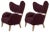 Set of Maroon Raf Simons Vidar 3 Natural Oak My Own Lounge Chair by Lassen For Sale