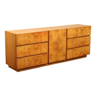 Lane Mid Century Modern Burlwood Long Dresser For Sale