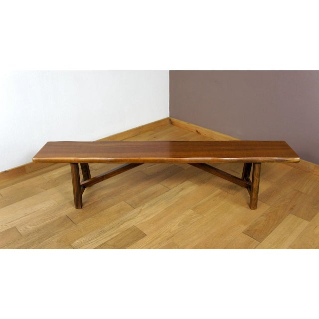 Vintage Brutalist Bench in Elm from Aranjou, 1960, in Very Good conditions. Designed 1960 to 1969