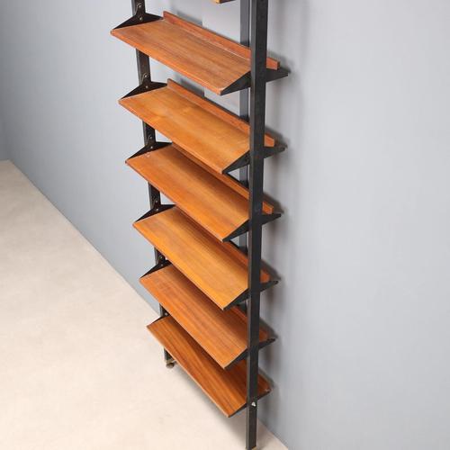 Brown Vintage Bookcase in Teak Veneer, Italy, 1960s For Sale - Image 8 of 10