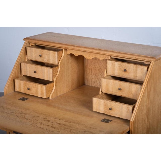 Wood Mid-Century Danish Oak Drop-Front Secretary, 1960s For Sale - Image 7 of 13