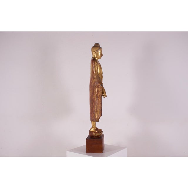 Burmese Artist, Standing Mandalay Buddha, Wood, 1800s For Sale - Image 4 of 14