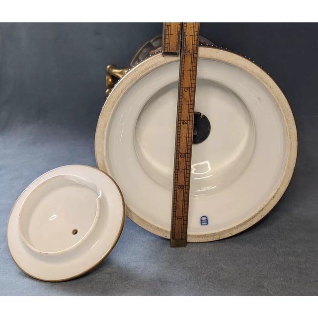 19thc Austrian Antique Royal Vienna Hand Painted Romantic Scene - 2 Handled 13.5" Porcelain Vase For Sale - Image 11 of 12